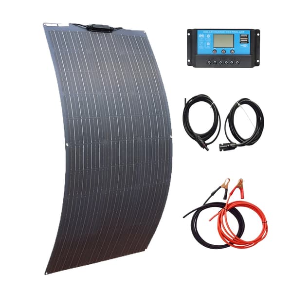 Solpanelset, 100W/200W effekt, flexibel monokristallin design,12V Solkit 100W