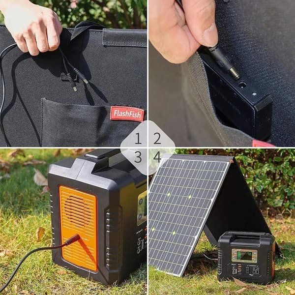 Bärbar Solpanel, 100W Effektutgång, USB Laddningsportar,18V-100W