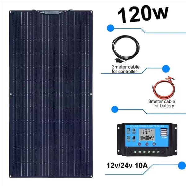 Fleksibelt solpanel kit, 120W eller 240W effektudgang, 12V/24V kompatibilitet,120w sæt