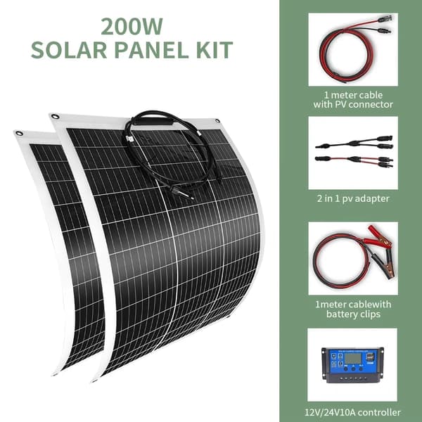 200W Solpanel Kit, 23% Effektivitet, Flexibel Installation,2 ST 200W Kit