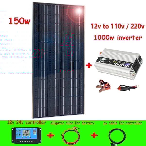 Solpanel Kit, 150W til 400W Muligheder, Holdbar Aluminiumramme,150w system