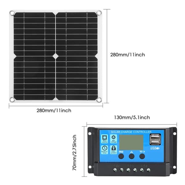 Bærbar solpanel, 18V, dual USB-porte, monokrystallinsk silicium,40A