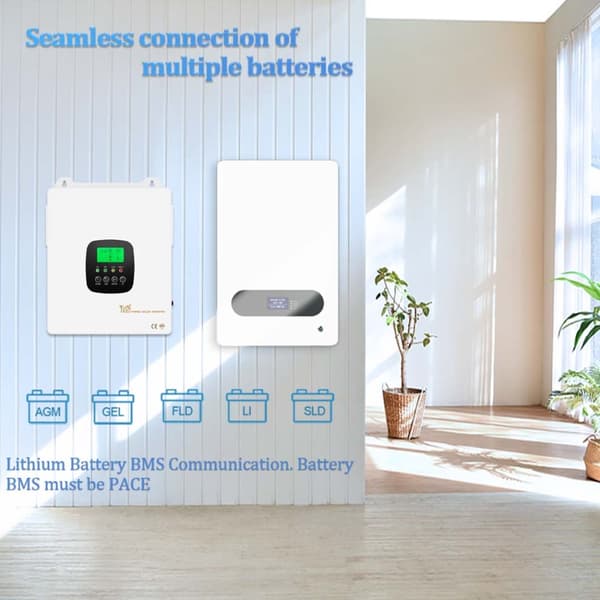 Hybrid inverter, 6300W nominel effekt, 7000W maks. PV-indgang, ren sinuskurveudgang,6.3KW-48VBAT, 220-240V