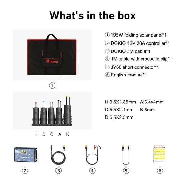 Solpanelkit, Bærbar Design, Høj Effektivitet,195W