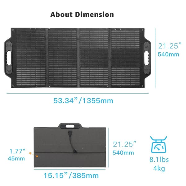 Solpanel, 100W kapacitet, IP67 vattentät, hög effektivitet,100W