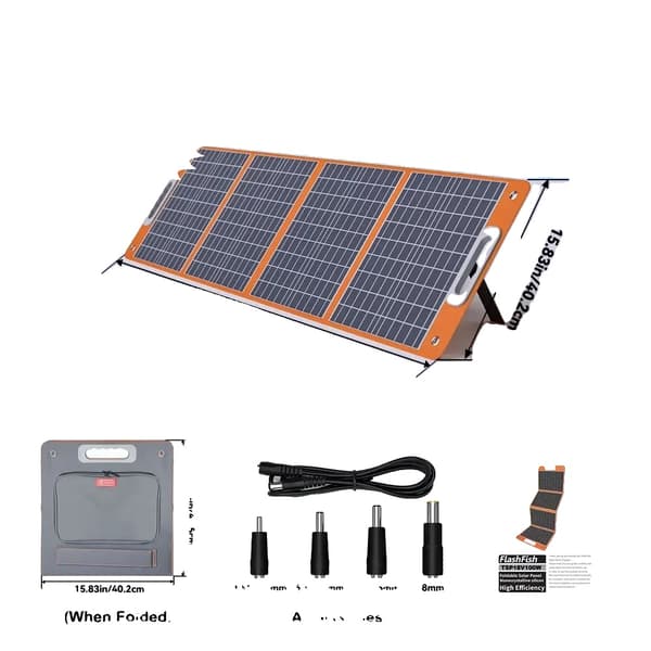Fällbart solpanel, USB A- och C-laddning,TSP18V100W