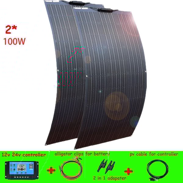 Flexibelt solpanelset, effektiv 24% konverteringsgrad, lätt och bärbar design,200W Solarkit
