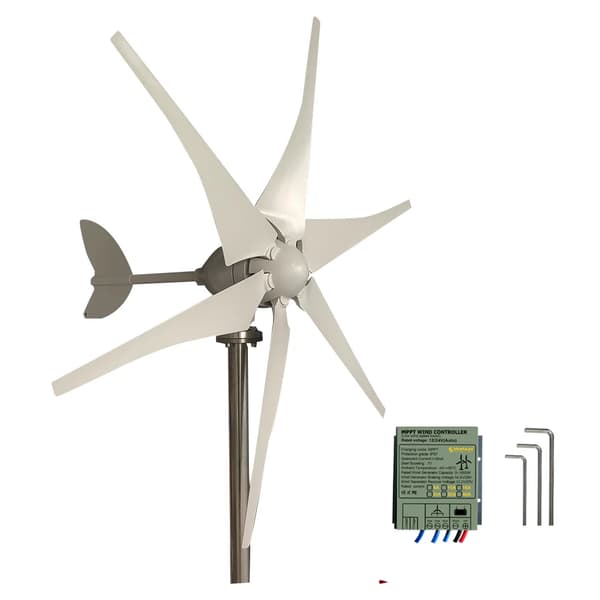Vindmølle, 2000W effekt, 6 blade, effektiv opstartshastighed,2000W, 24V, Med MPPT-controller
