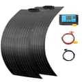 Miniatyrbillede 1 af 2: Fleksibelt monokrystallinsk solpanel, 50W eller 100W muligheder, komplet solkit med laderegulator,100W Sæt Sort