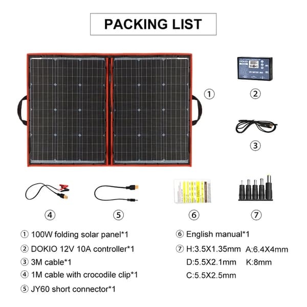 100W Solpanel Sæt, Foldbart Design, Høj Effektivitet,100W solpanel sæt
