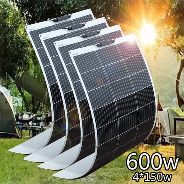Fleksibelt Solpanel Kit, 600W Strøm, 4 Panel Konfiguration,600w 4stk 150w