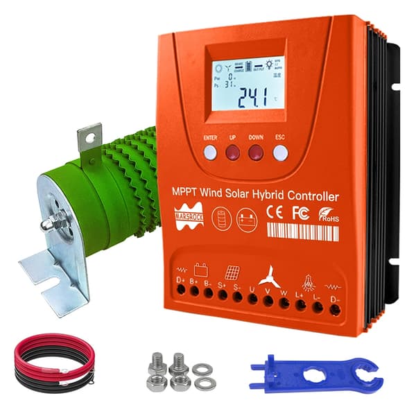 MPPT Hybrid Solvind Controller, 1500W Vindkraft, 1500W Solkraft,Wind1500W Solar1500W, Ekstern vinds-solhybrid, Auto 24V 48V