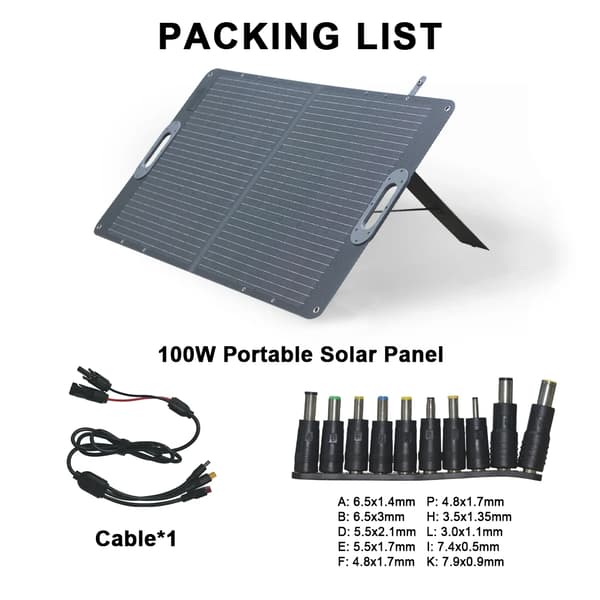 100W Bärbart Solpanel, Inbyggd MPPT Kontroller, Fällbar Design,SPC100W