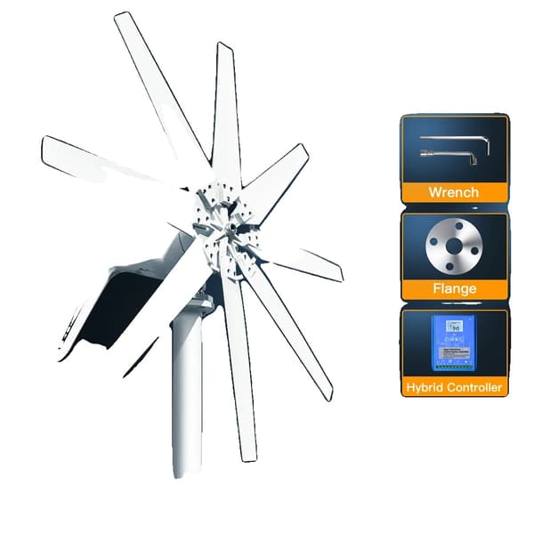 1000W Vindkraftgenerator, Flere Spændingsmuligheder, Holdbar Aluminiumlegering Konstruktion,24V, LCD Hybrid Kontrol, 1000W