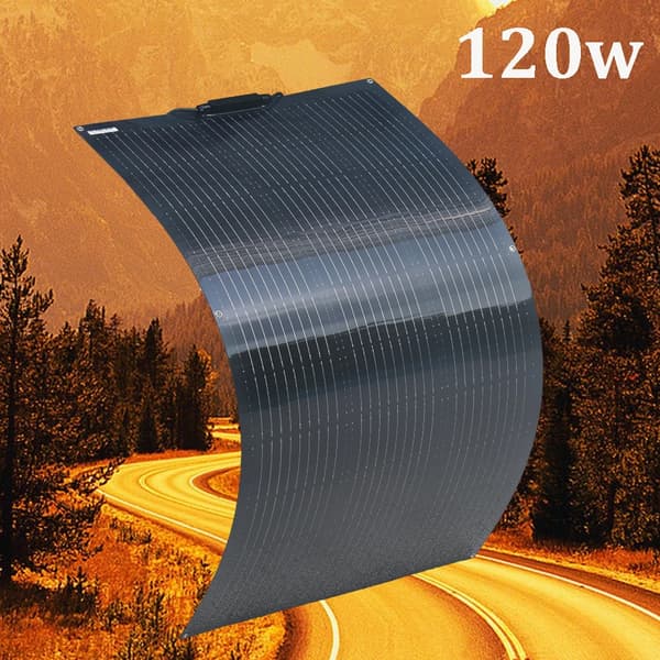 240W Fleksibelt Solpanel, Høj Effektivitet 21,8%, Fuld Installationssæt,120w sort