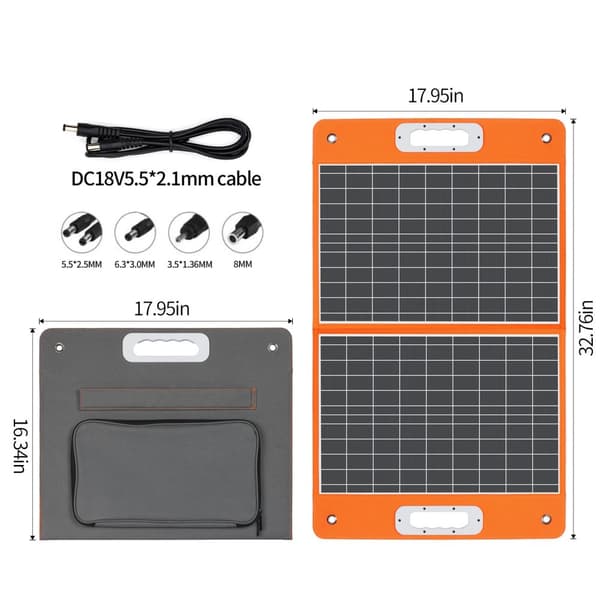 60W Kannettava Taitettava Aurinkopaneeli, 18V Ulostulo, USB C QC3.0 Yhteensopivuus,Digitaalinen naamio