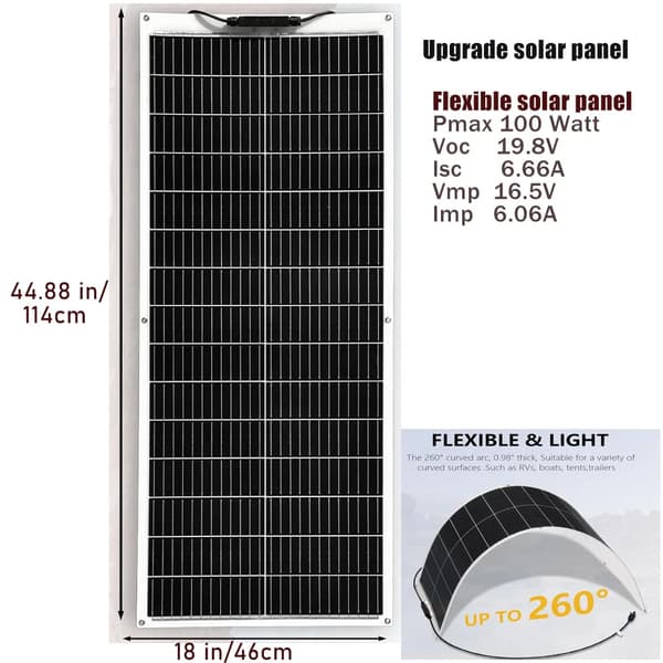 Fleksibel Solpanel, Høj Effektivitet 100W/120W, Letvægtsdesign,Ny 16,5V 100W