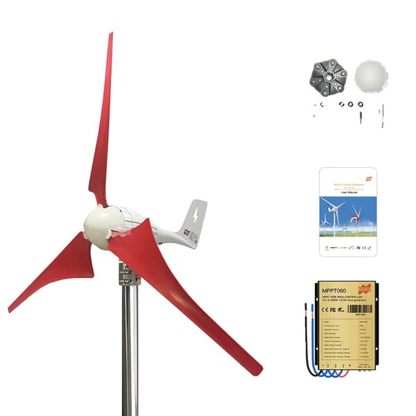 Tuuliturbiinigeneraattori, 600W Teho, Alhainen Käynnistysnopeus,600W, 24V AC, Ohjaimella