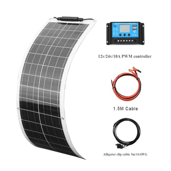 Monokrystallinsk Fleksibelt Solpanel Kit, Høj Effektivitet 21,8%, Ideelt til Off-Grid Anvendelser,50W Sæt Hvid