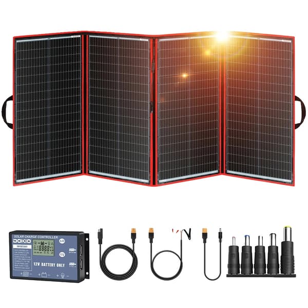 Dokio Bærbar Sammenklappelig Solpanel, 200W Maksimal Effekt, Monokrystallinsk Materiale,300W solpanel sæt