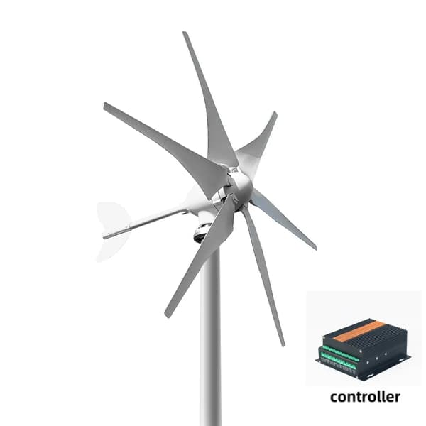 Vindkraftverk, 1000W effektuttag, 6 aerodynamiska blad,Hybridkontroll B, 48V