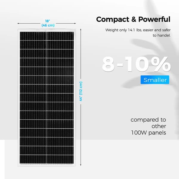 Rigid solpanel, 120W effekt, hög effektivitet 24%,16.5V 100W