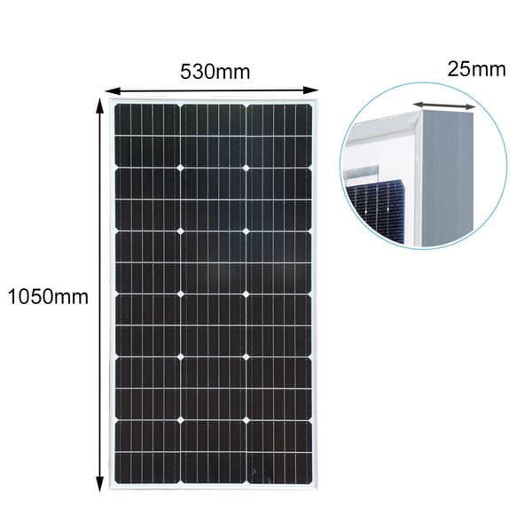 WUZECK 100W Solpanel, 24% Effektivitet, Holdbar Vejrbestandig Design,Størrelse 105x530cm