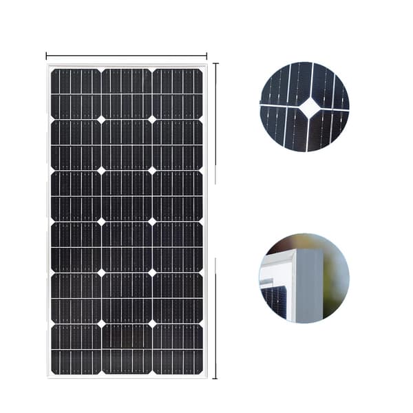 WUZECK 100W Solpanel, 24% Effektivitet, Holdbar Vejrbestandig Design,Størrelse 102x51.5cm