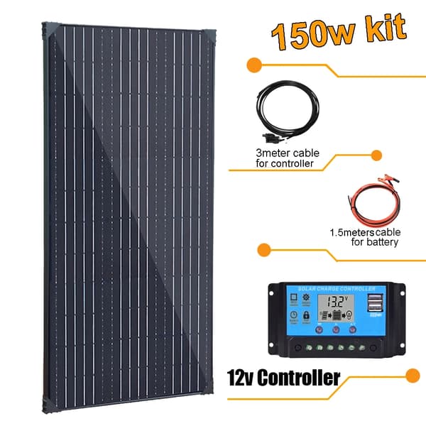 Solcelleanlæg, 300W effekt, høj effektivitet 23%, holdbar aluminiumsramme,150w kit-a