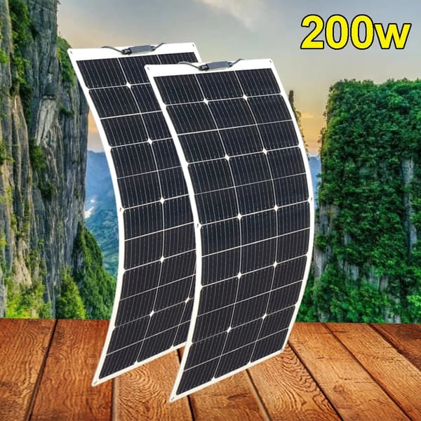 Fleksibel Solpanel, Høj Effektivitet, Vandtæt Design,200w 2stk 100w