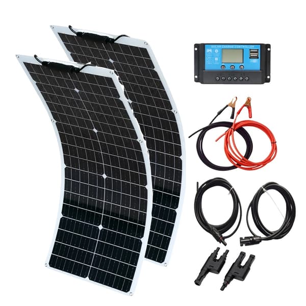 Solpanelset, 50W - 100W effekt, monokristallint silikon, flexibel design,12V 100W Solarkit