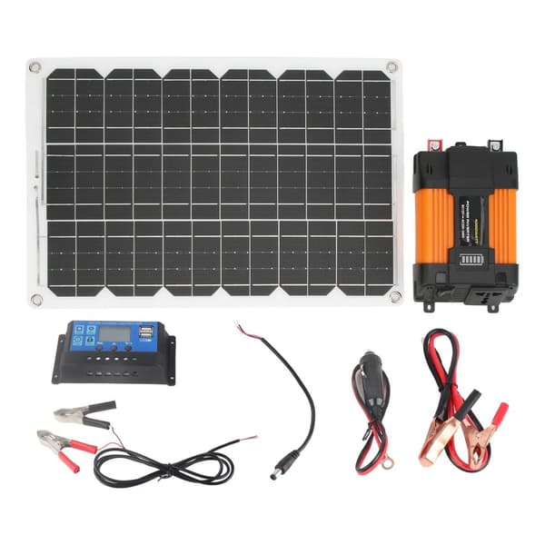 Solenergisystem, 4000W växelriktare, 30A laddningsregulator, 18W solpanel,300W 120V