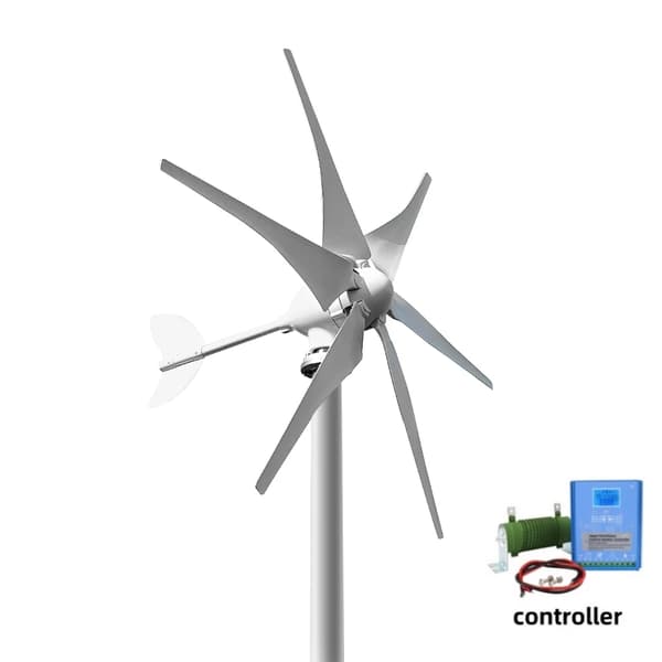 Vindkraftverk, 1000W effektuttag, 6 aerodynamiska blad,12V, Hybridkontroll A