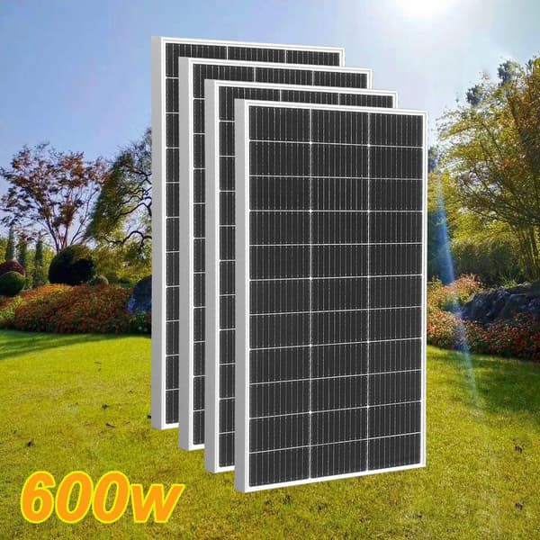 Solpanel, 600w maksimal effekt, monokrystallinsk effektivitet 21,8%, vejrbestandigt design,600w 4stk 150w