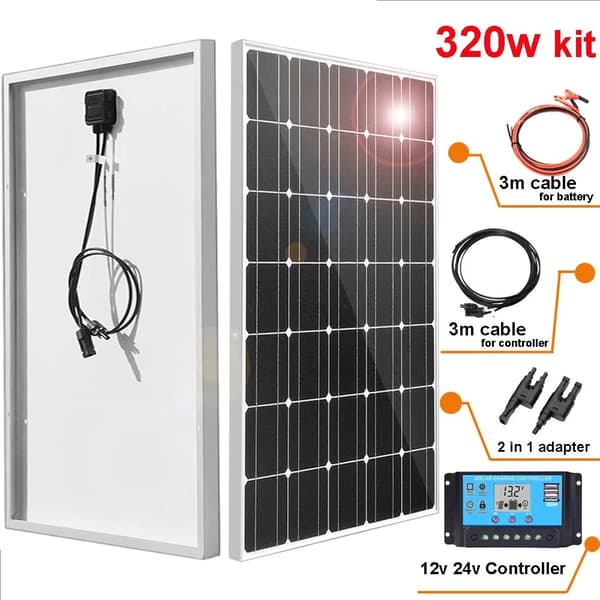 Jäykkä aurinkopaneeli, 200W ja 320W vaihtoehdot, helppo asennus, korroosionkestävä runko,320w 2kpl 160w sarja