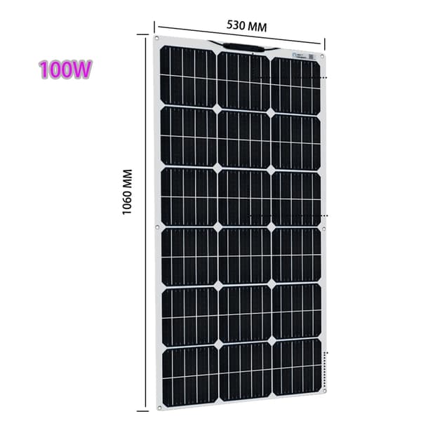 Fleksibel Monokrystallinsk Solpanel, 100W Effektudgang, Nem Installation,19.8V 100W-a