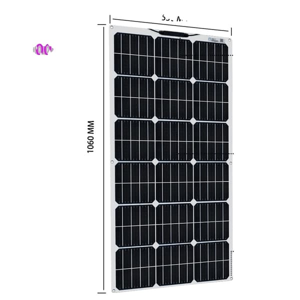 Fleksibel Monokrystallinsk Solpanel, 100W Effektudgang, Nem Installation,19.8V 100W-a