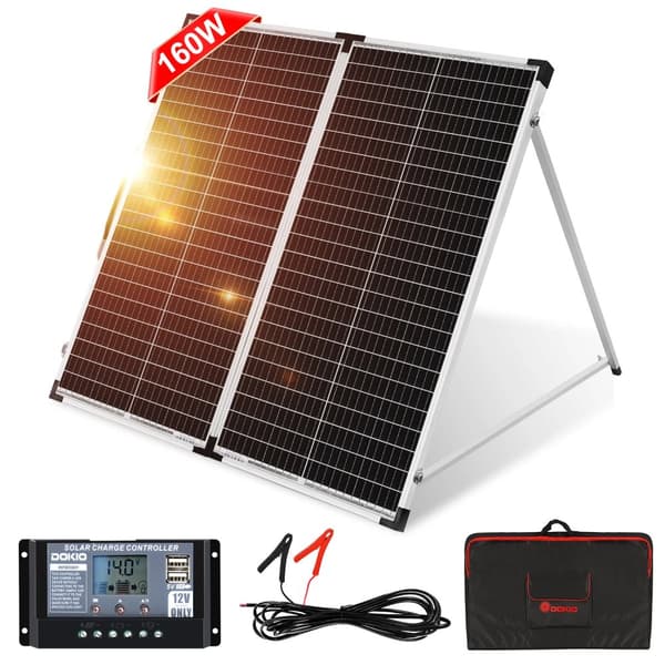 Solpanel, 160W maksimal effekt, foldbart design, komplet pakke,160W sæt