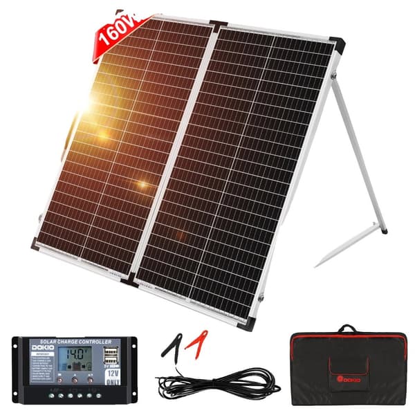 Solpanel, 160W maksimal effekt, foldbart design, komplet pakke,160W sæt