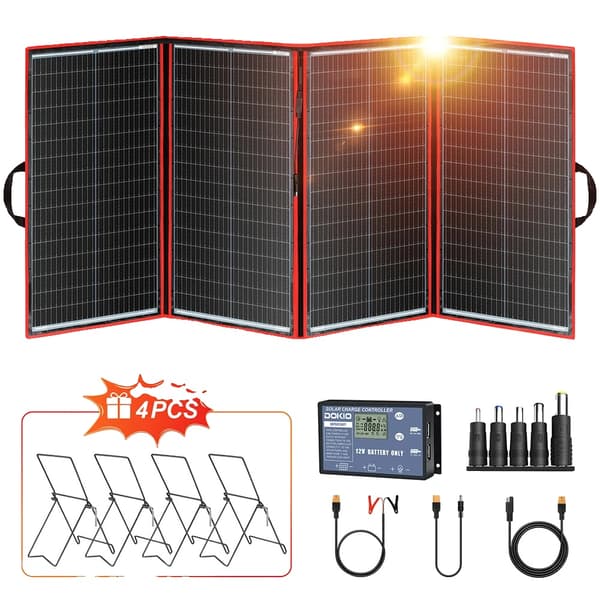 Bærbar Solpanel, 195W Maksimal Effekt, Foldbart Design,295W med 4 stk stativ