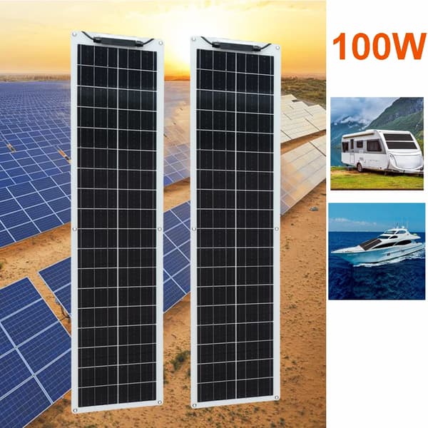 Fleksibel Solpanel, 50W / 100W Mulighed, Høj Effektivitet Monokrystallinsk, Vandtæt Design,100w 2stk 50w