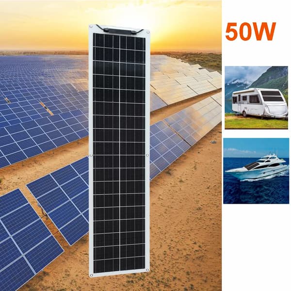 Fleksibel Solpanel, 50W / 100W Mulighed, Høj Effektivitet Monokrystallinsk, Vandtæt Design,50w hvid