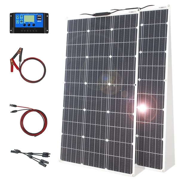 Fleksibelt Solpanel Kit, Høj Effektivitet Monokrystallinsk, Vandtæt Design,200w Kit