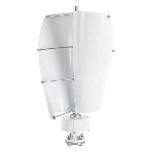 Vertikalaxlad vindkraftgenerator, 12V/24V nominell spänning, IP67 skydd, mindre än 62dB ljudnivå,VIT, 500W, Dubbelaxel
