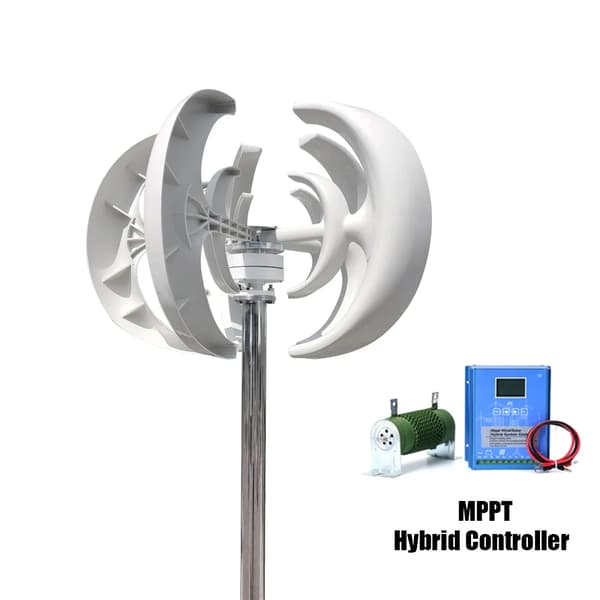 Vindmølle generator, 3000W effektudgang, alsidige spændingsmuligheder, holdbare glasfiberblade,3000W, 24V, Med hybridkontrol