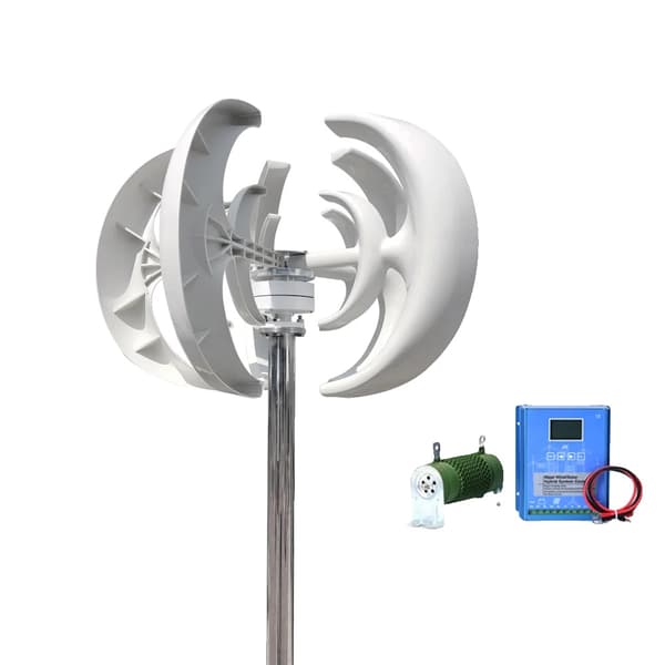 Vindturbingenerator, 3000W Effektutgång, Mångsidiga Spänningsalternativ, Hållbara Glasfiberblad,3000W, 12V, Med hybridkontroll