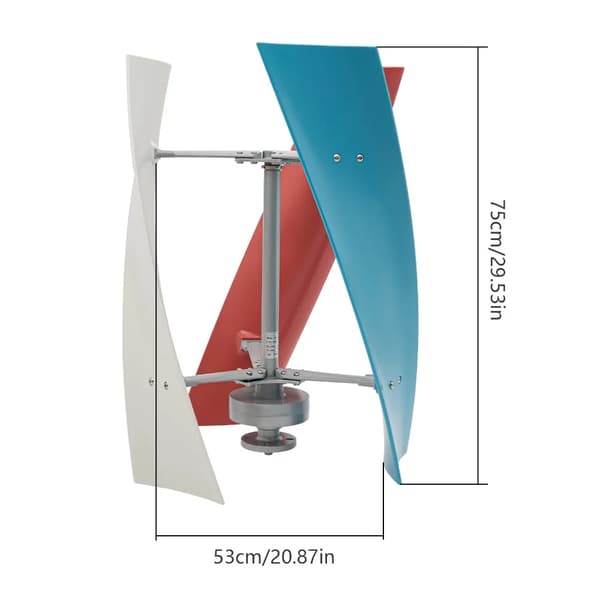 Vertikal Vindmølle Generator, Nominel Effekt 400W, Automatisk Hastighedsregulering, IP67 Beskyttelsesgrad,Som vist