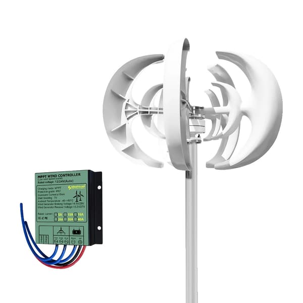 Vindmøllegenerator, Output, Vertikal akseldesign, Glasfiberblade,Med gratis controller, 12V, 5000W