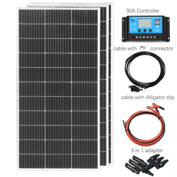 Stift Glas Solpanel, Maksimal Effekt 1200W, 24% Effektivitet, Størrelse 1045*550*25 mm,12V 360W solarkit