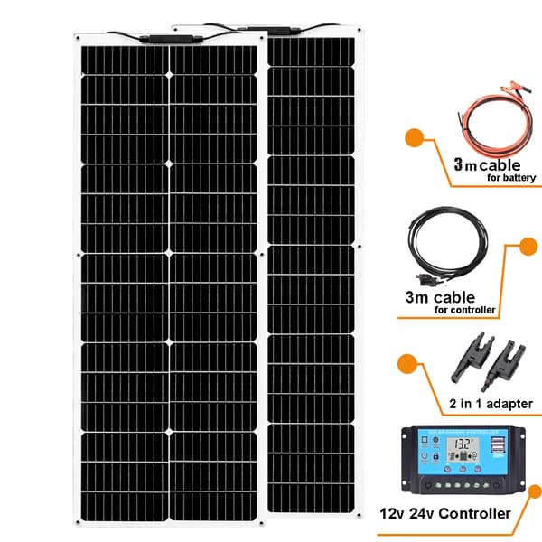 Flexibel solpanel, maximal effekt 80W, cellverkningsgrad 24%, lämplig för oregelbundna ytor,12V24V 160W kit